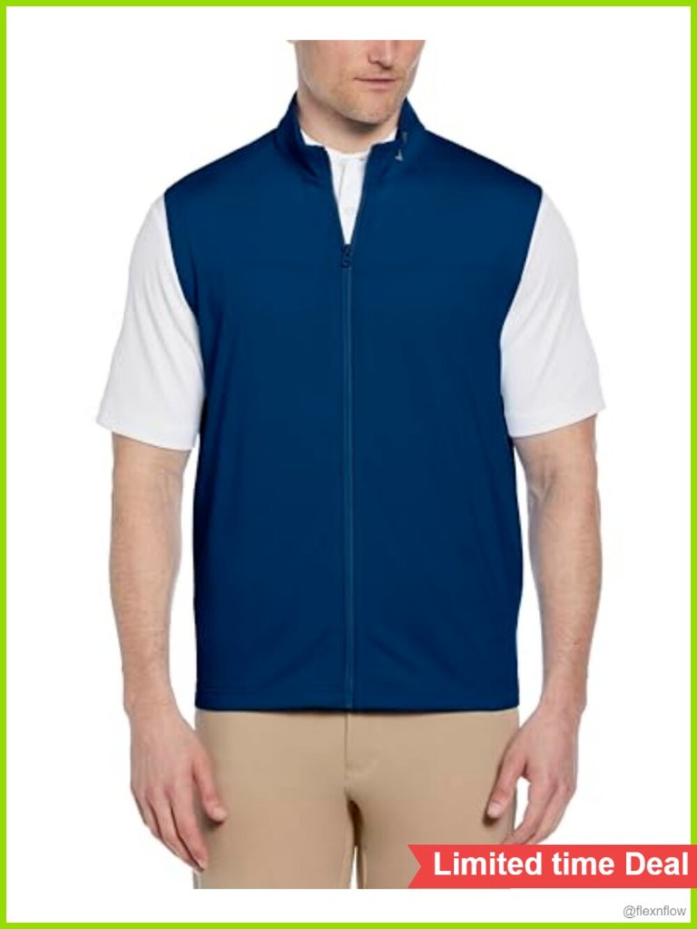 Men's Sleeveless Golf Vest Full Zip Recycled Stretch Fabric